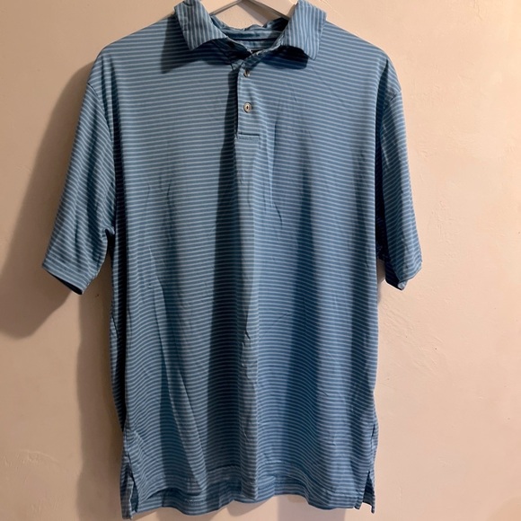 Ben Hogan Polo Shirt Mens L Blue & White Striped Short Sleeve Performance Golf - Picture 1 of 8